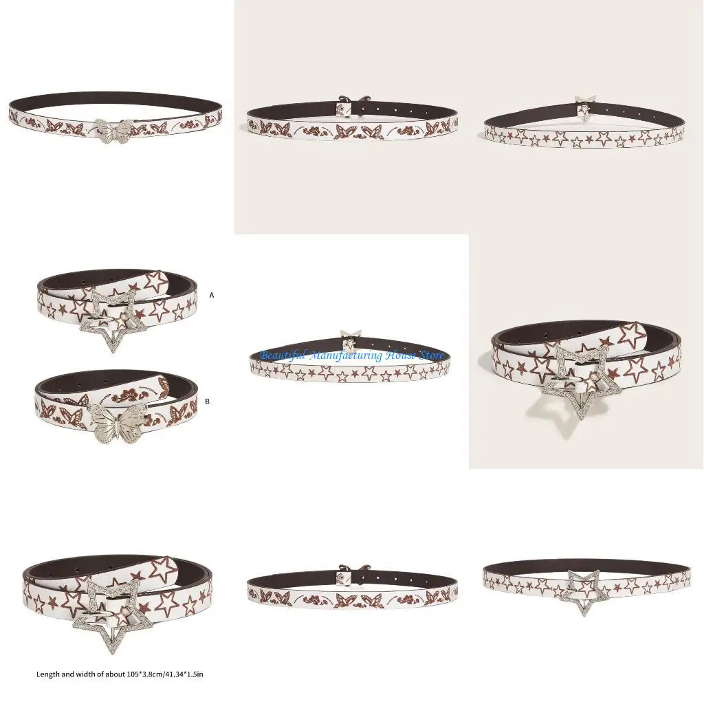 

E56A Retro Butterfly Waist Belt for Daily Costume Embossed Waist Belt Body Jewelry