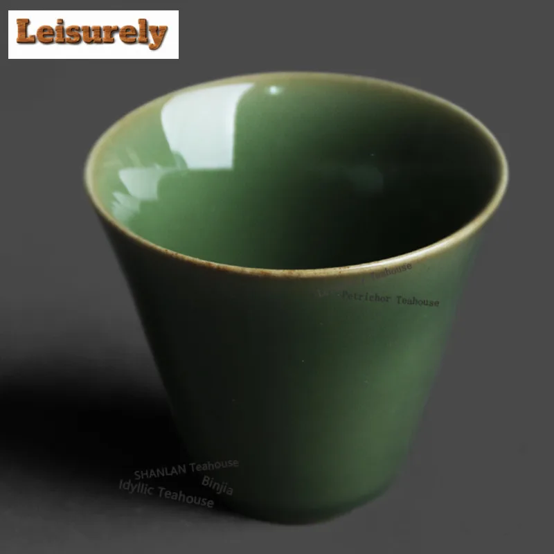 2pc/lot Secret Color Yue Kiln Celadon Wide Mouth Teacup Luxury Tea Bowl Jug Tea-tasting Meditation Cup Chazhan Master Cup 50ml