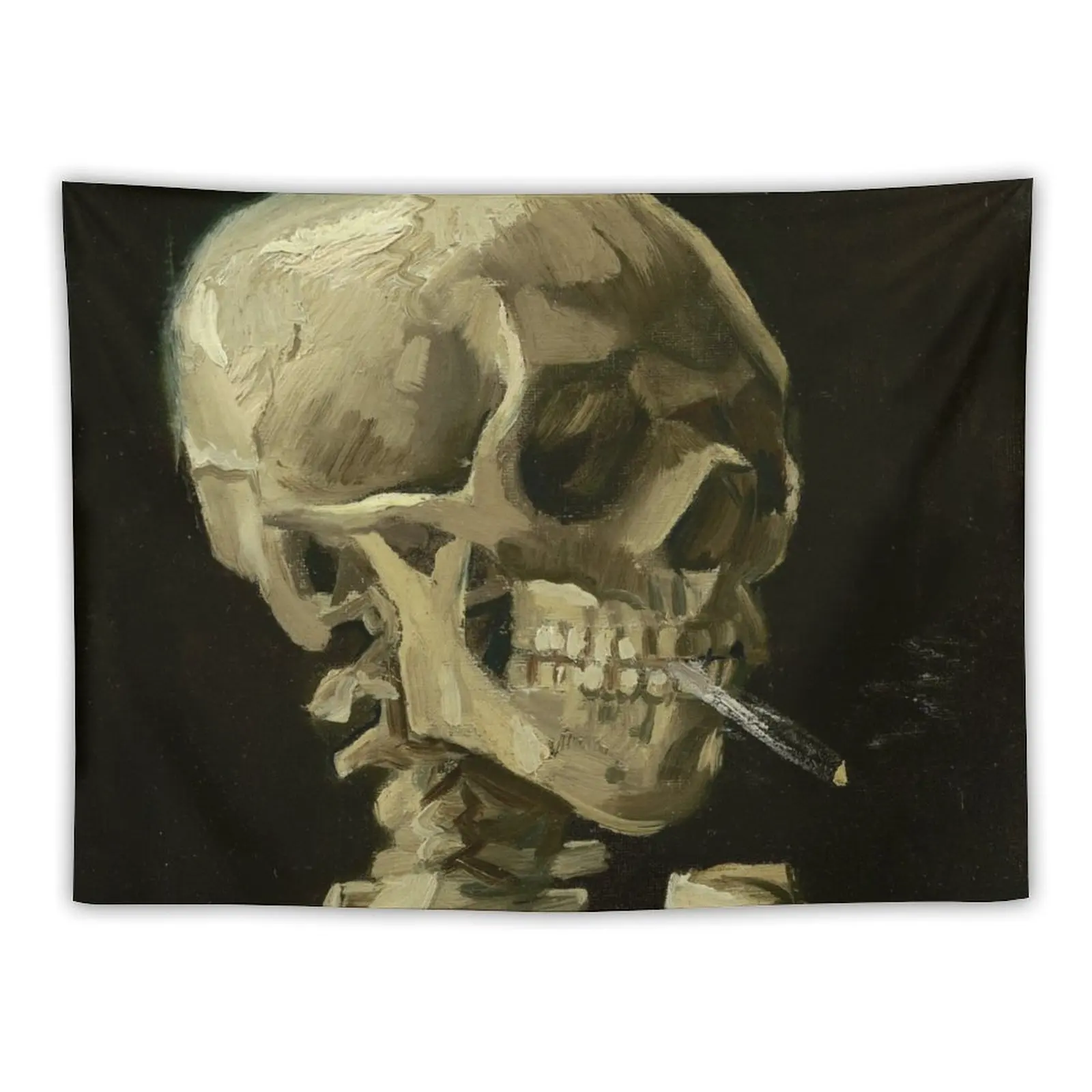 Skull Of A Skeleton With A Burning Cigarette - Vincent Van Gogh Tapestry Room Decor Home And Comfort Decor Tapestry