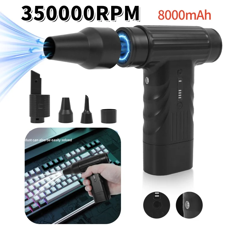 

Powerful Dust Blower 350000RPM Brushless Motor Outdoor Air Duster Blower Type-C Rechargeable Air Blower PC Turbo Fan Cleaning