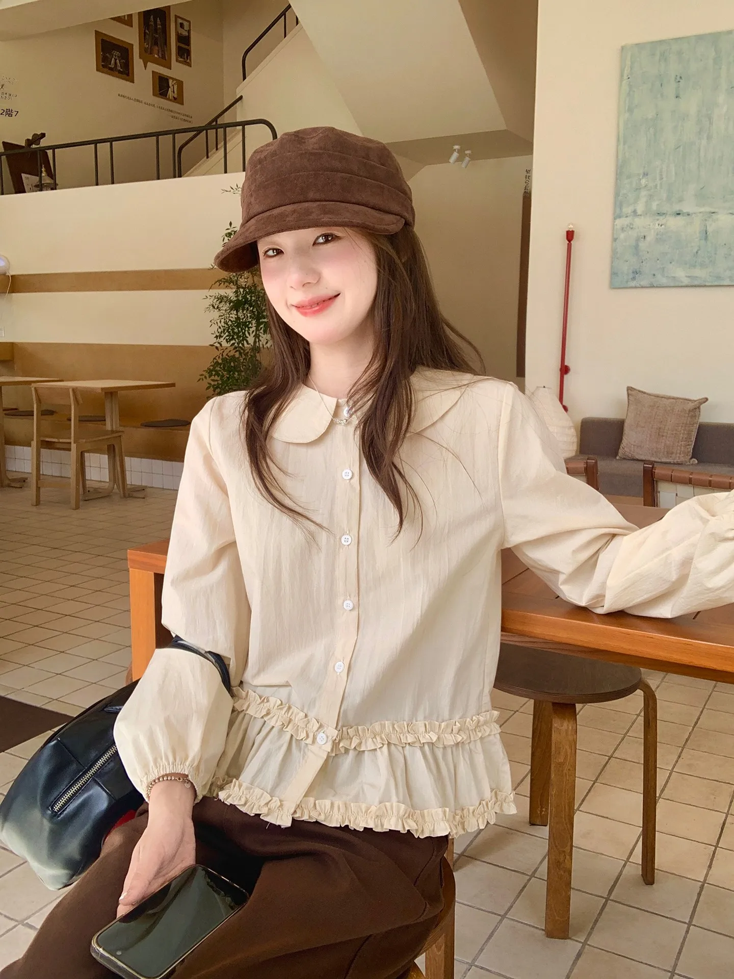 

Женская свободная хлопковая рубашка Sweet Sle Long Sve Doll с эффектом похудения, китайский бренд Cheeset Bunny