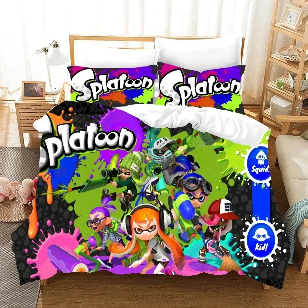 

3D Print Anime Game Splatoon Bedding Set Duvet Cover Bed Set Quilt Cover Pillowcase Comforter king Queen Size Boys Adult