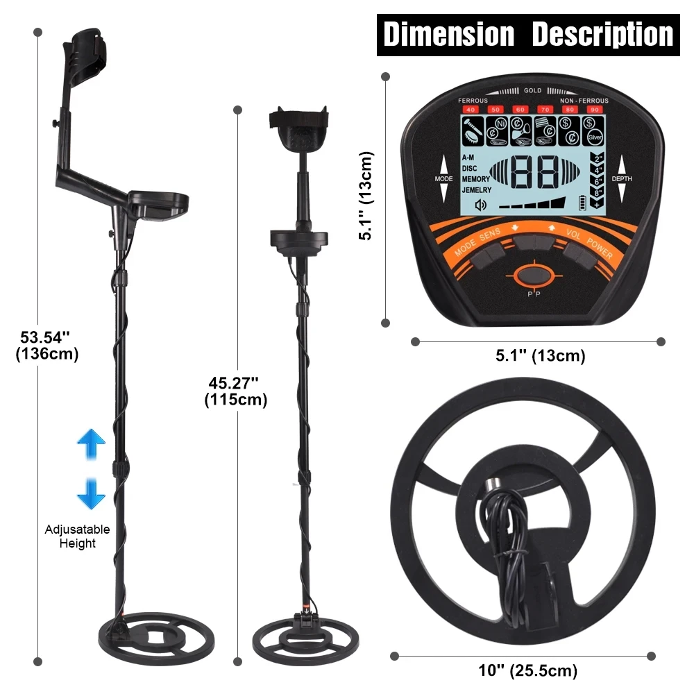 Metal Detector MD-810 Metal Detector sotterraneo sensibilità regolabile Treasure Finder Gold Digger Hunter bobina impermeabile