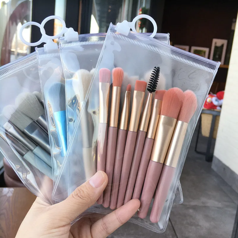 Conjunto de 8 Pincéis de Maquiagem Macios e Fofos para Cosméticos, Base, Pó Solto, Sombra, Kabuki, Pincel de Mistura, Ferramenta de Beleza