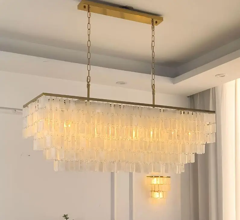 2026 New Shell Art Lamp Pendant Light with Empty Living Room Iron Plating Process
