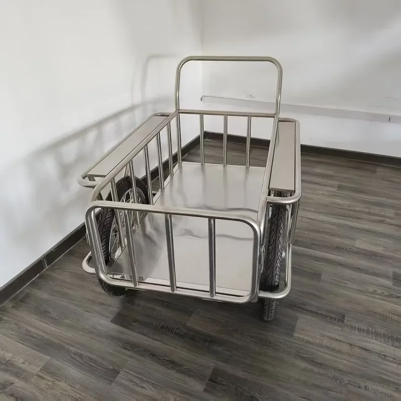 Stainless Steel Medical Logistics Cart Multifunctional Hospital Laundry Trolley with Large Wheels for Fabric Waste Transport