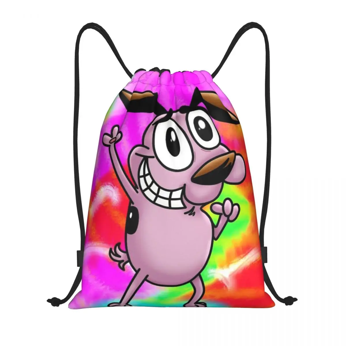 Custom C-Courage The Cowardly Dog Drawstring Backpack Women Men Sport Gym Sackpack Foldable Shopping Bag Sack