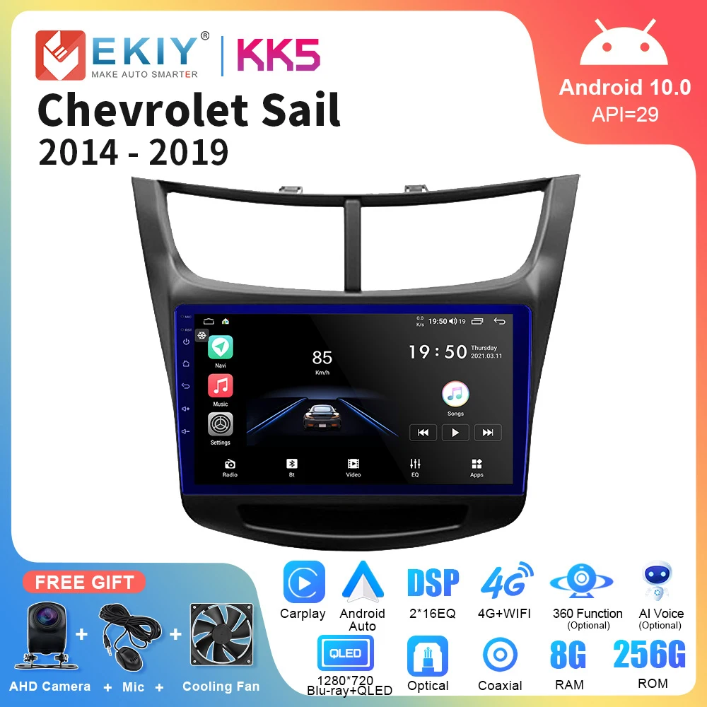 

EKIY KK5 8G+128G DSP 2 din Android 10 Car Radio Multimedia Video Player for Chevrolet Sail Aveo 2015 2016 2017 2018 2019 Carplay