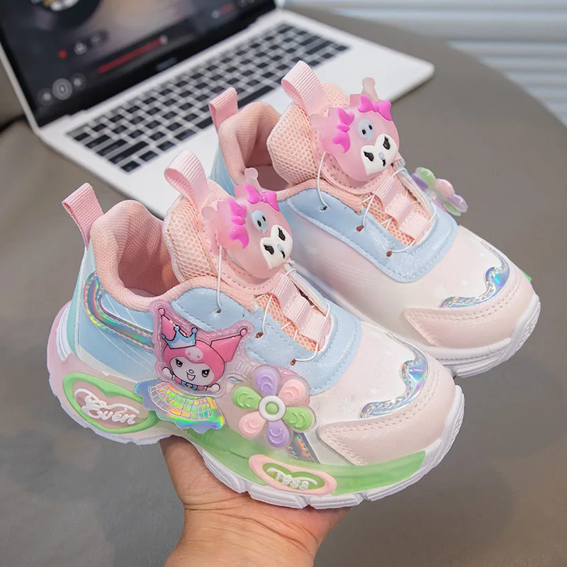 Sanrios Cartoon Sneakers Child Spring Autumn Winter Anime Figure Kawaii Kuromi My Melody Girl Princess Keep Warm Shoes