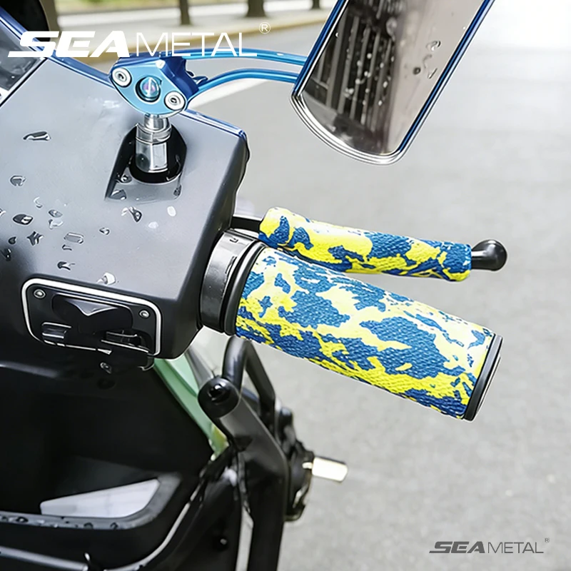 

SEAMETAL 4pcs Soft EVA Motorcycle Handlebar Grips Non Slip Motorbike Handle Grips Cover Set For Scooter Motorcycle Accessories
