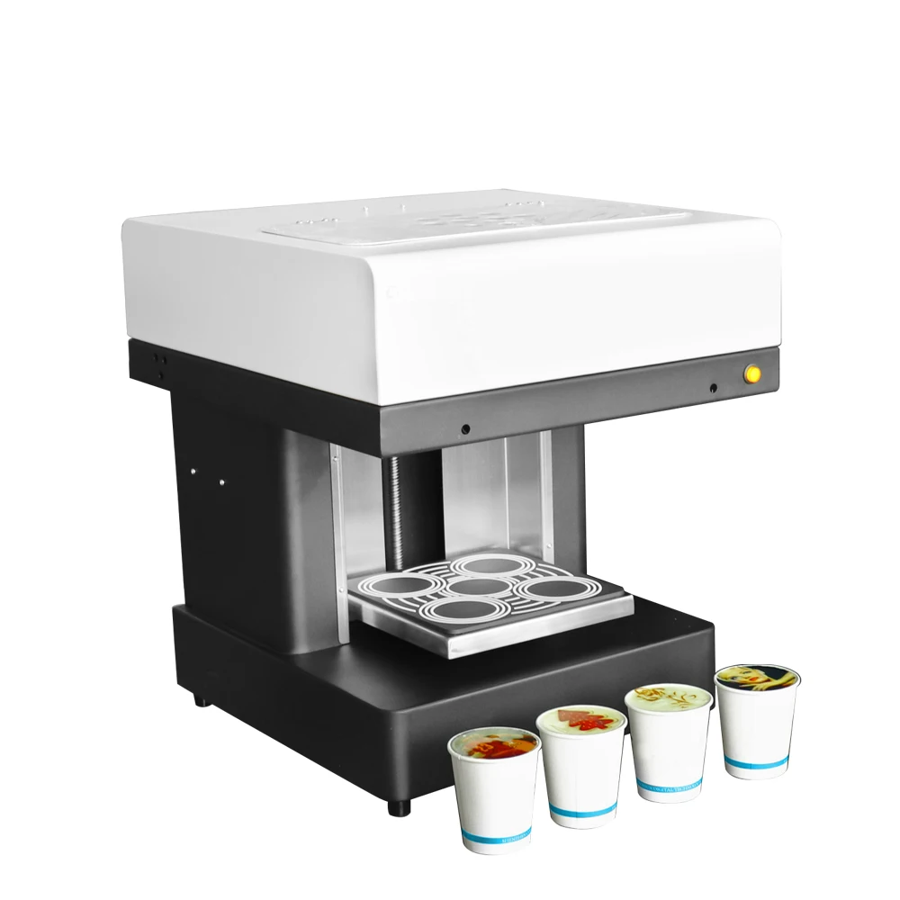 Automatic 4 Cups Coffee Printer Art Coffee Printer Food Printing Machine for Cake Cookie Cappuccino Biscuits Macaroon Candies