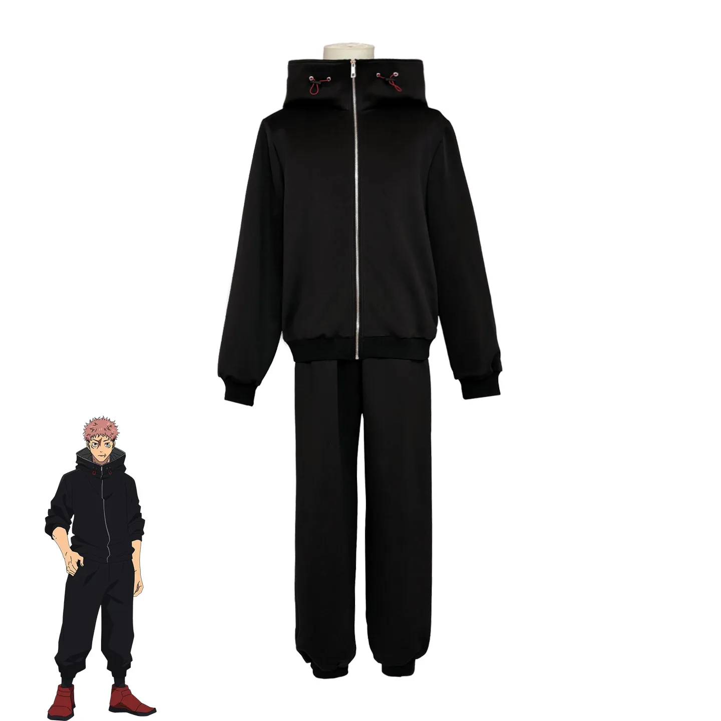 

Костюм для косплея из аниме «Джудзюцу» (Jujutsu Kaisen), Итадори Юдзи, новейшая модель: худи и брюки, для Хэллоуина, Рождества, конвенций, синтетический материал «Розовая сеть»