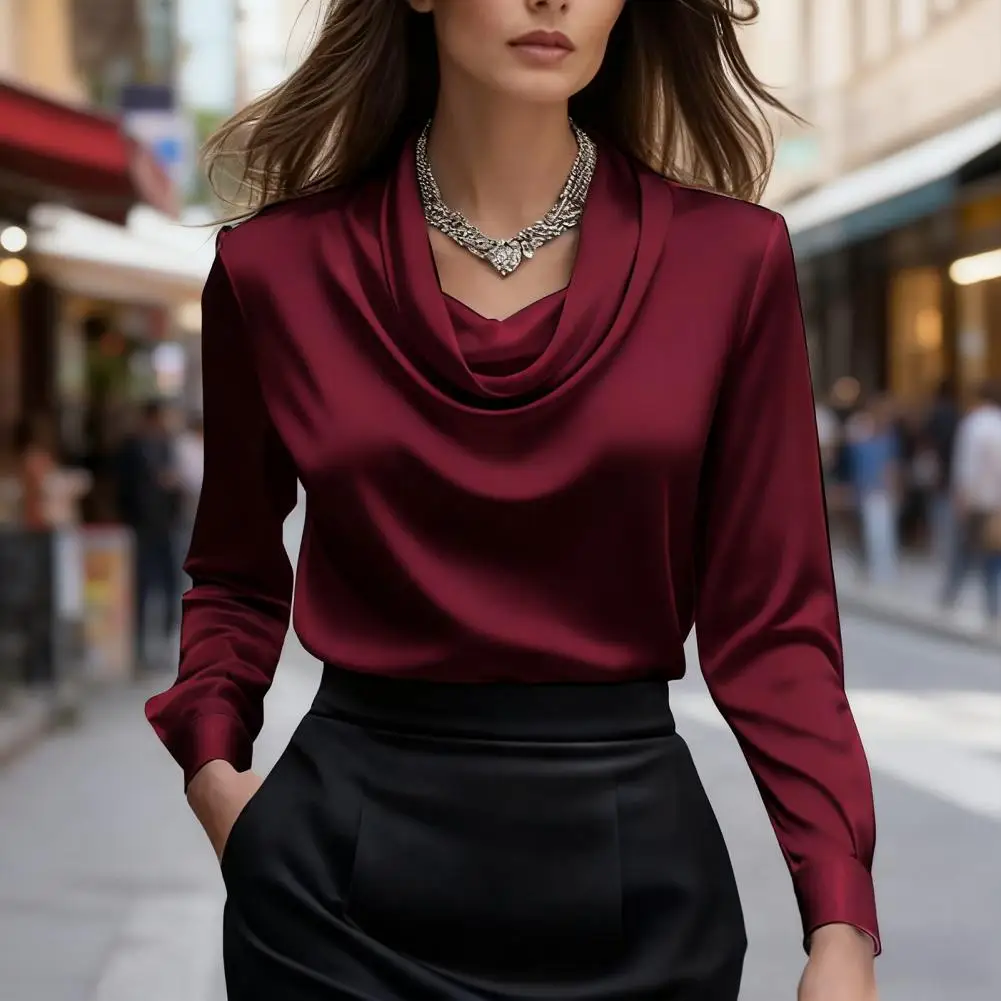 Women Fashion Solid Color Shirt Collar Blouse Tops 2025 Spring Autumn Casual Long Sleeve Office Shirt Elegant Top Female Blouses