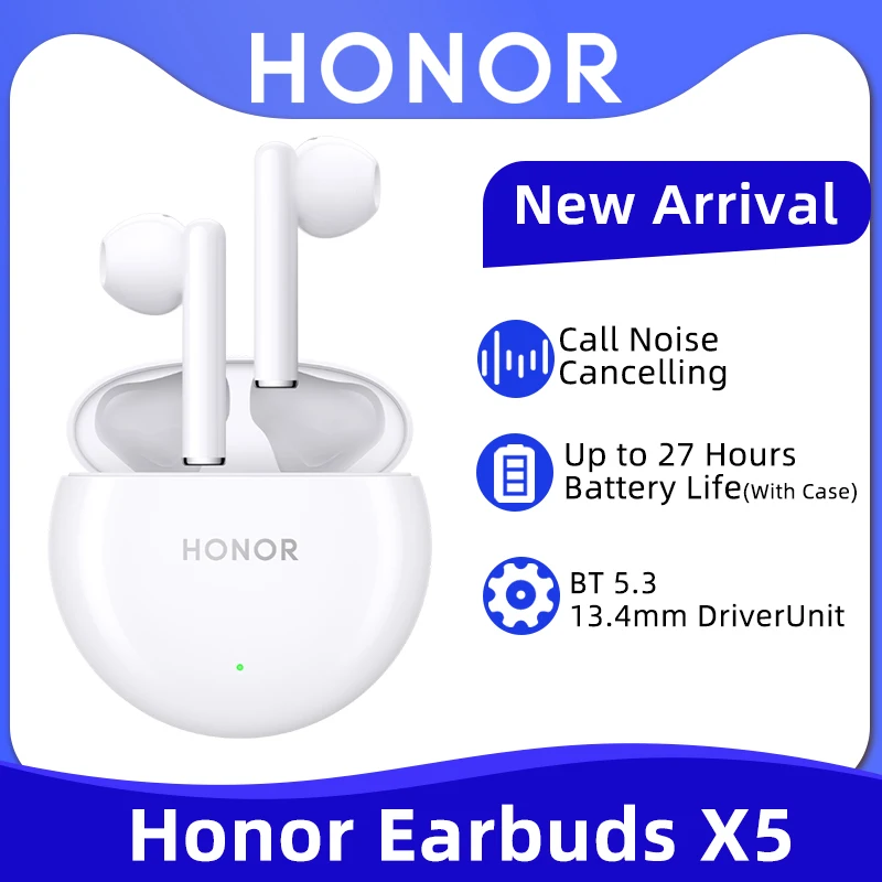 Honor Earbuds X5 TWS Headphone Bluetooth Call Noise Cancelling True Wireless Earphone 27 Hour Battery Life For HONOR 90