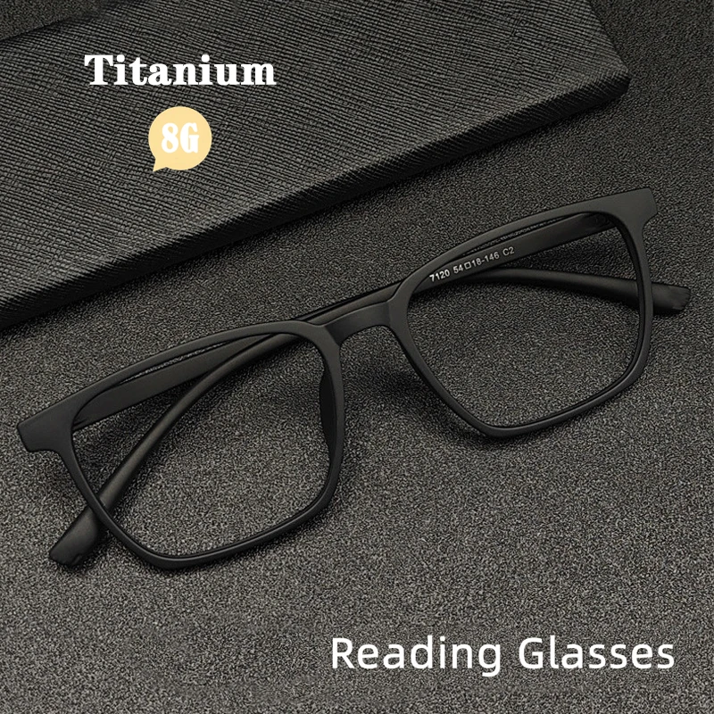 

Pure Titanium Anti-Blue Light Reading Glasses Men Ultralight Business TR90 Square Eyeglasses Computer Eyewear Diopter +1.0 +4.0