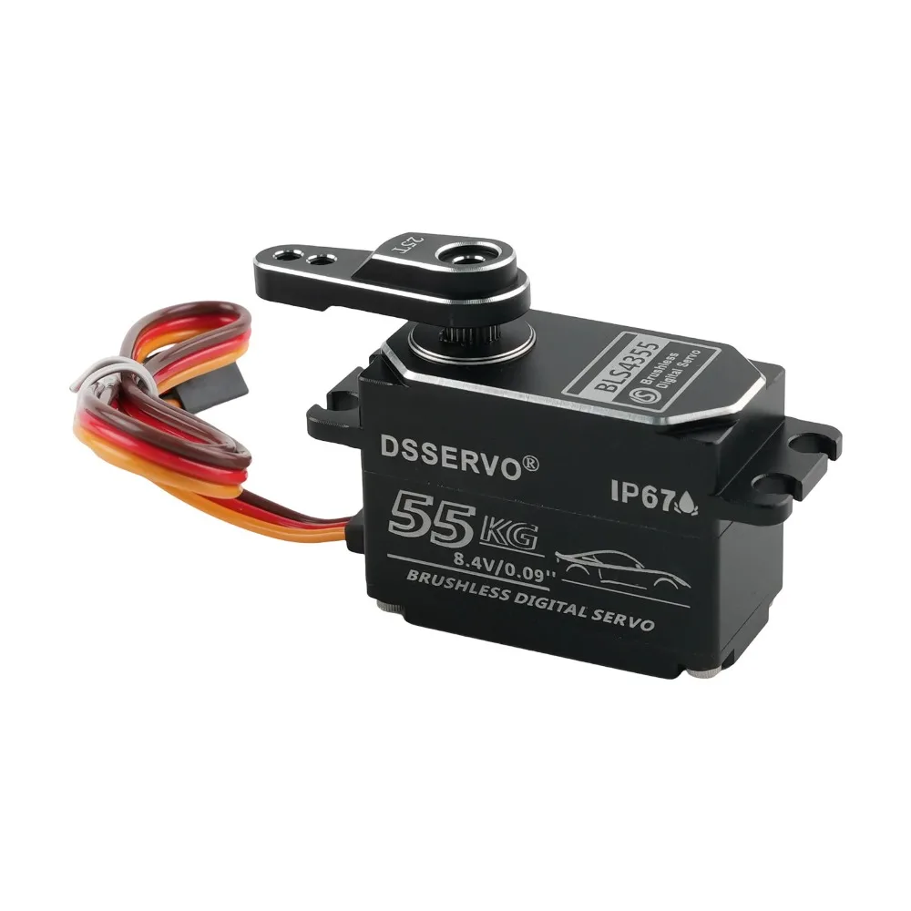 Dsservo 55KG High Torque Low-profile All-Metal Brushless Steel Gear Servo Motor for Remote Control Car Model Flat Track Drifting