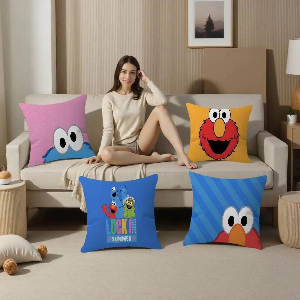 Sesame Street Cartoon Maple Design Cushion Cover Happy Autumn Harvest Decor Holiday Decorati Pillow Cover