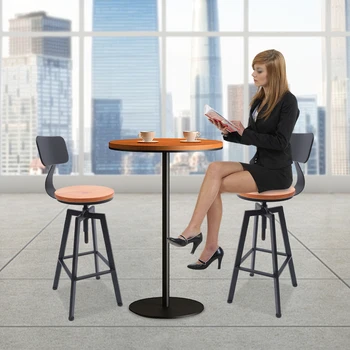 2 pieces Bar chairs with adjustable backrest lift Kitchen breakfast bar chairs, black