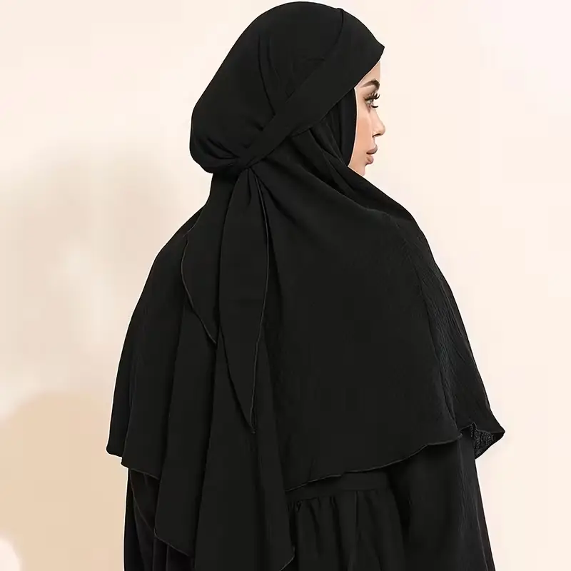 غطاء رأس مسلم طويل أنيق مع إغلاق برباط حجاب إسلامي للصلاة جاهز للارتداء عباية حجاب يومي - 5