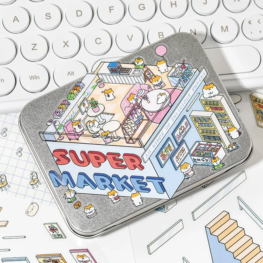 Plus Size 3D DIY Sticker Third-story Miniature Cabin Scene Visual Sticker Stacking Pasting Festival Birthday Gift for Kid Child