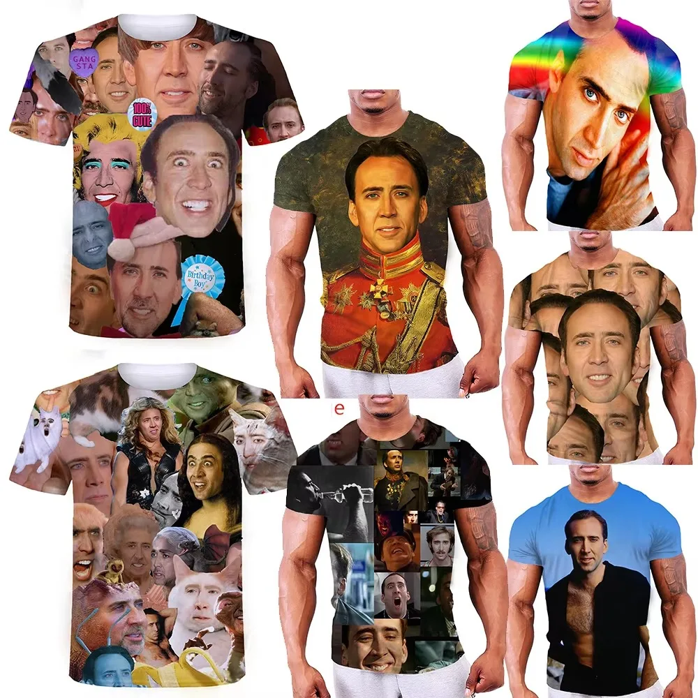 Nicolas Cage Emoji Breathable Quick-drying 3D Printed Men's T-shirt Loose Comfortable and Casual for Outdoors Y2K Style Clothing