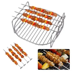 1set Air Electric Fryer Accessories 430 Stainless Steel Double Layer Grill Rack Steam Rack Air Fryer Rack Kitchen Tools