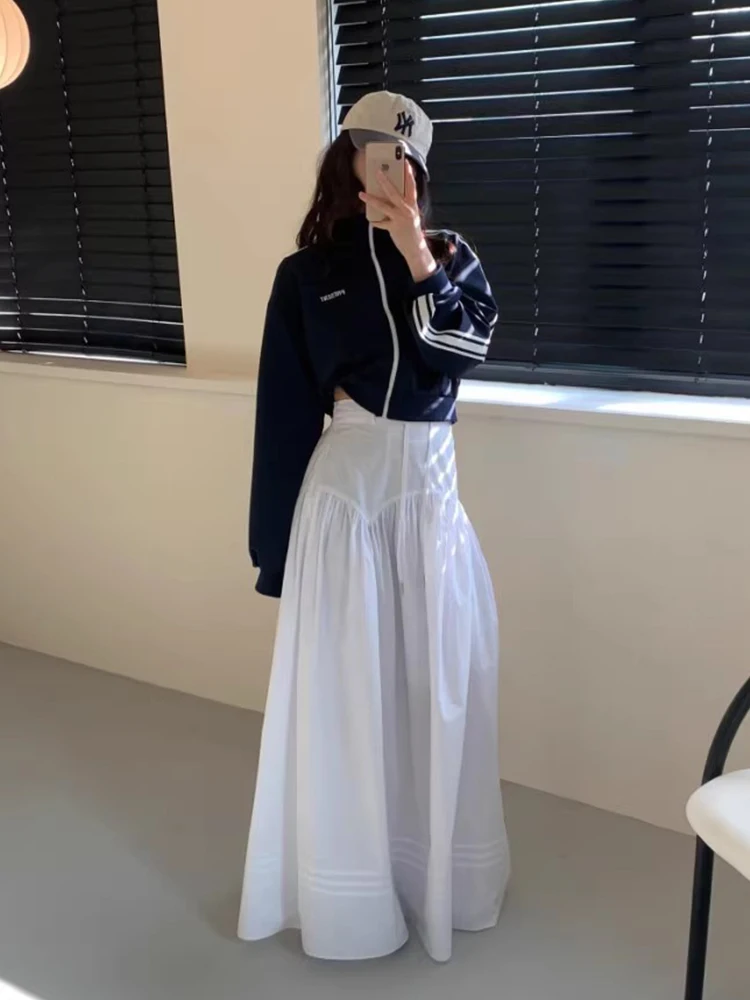 

Ele Белая юбка-миди с высокой талией и поясом, женская юбка трапециевидной формы, утягивающая весенняя новинка, хлопок 00% чистый цвет, для поездок на работу