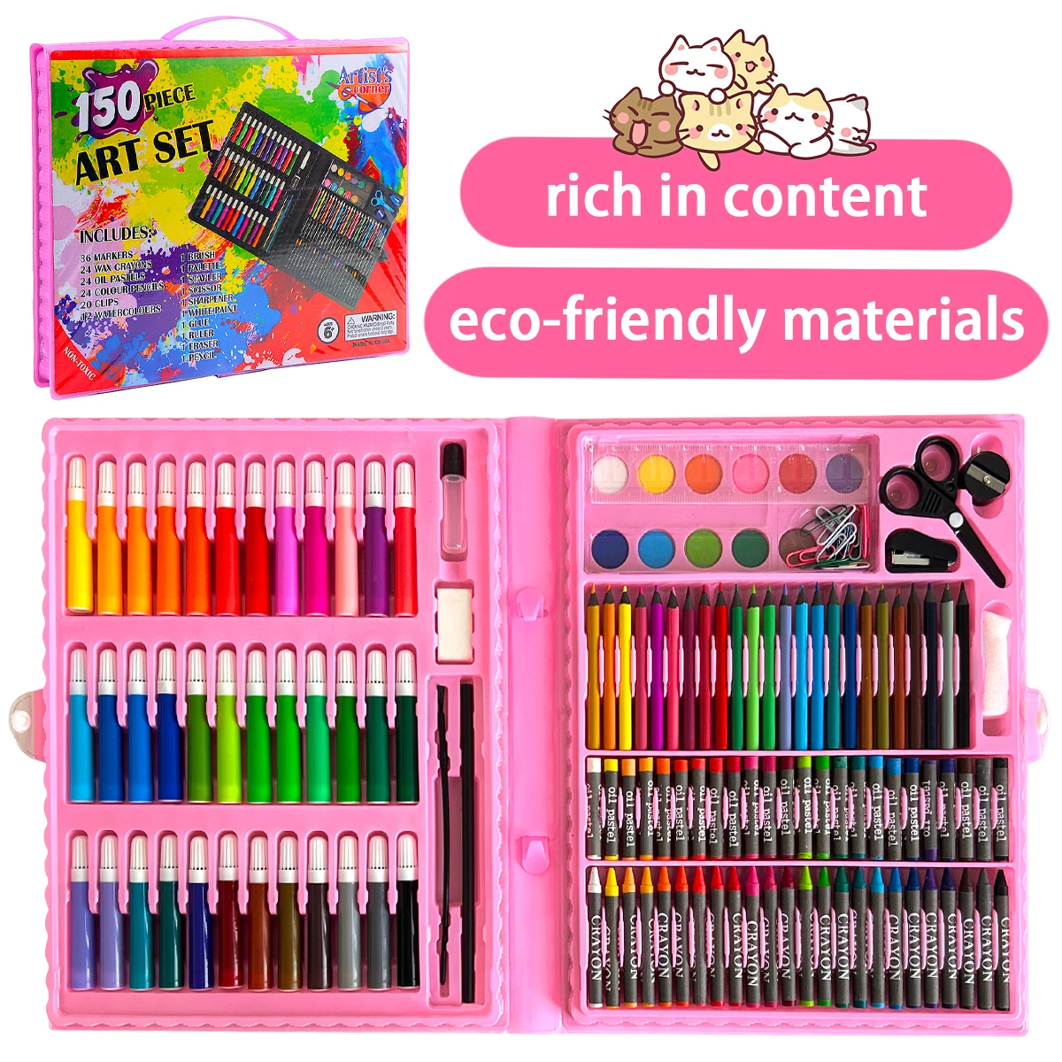 

150 - Piece Pink Art Set with Easel - Super Mega 150 Pieces Included!