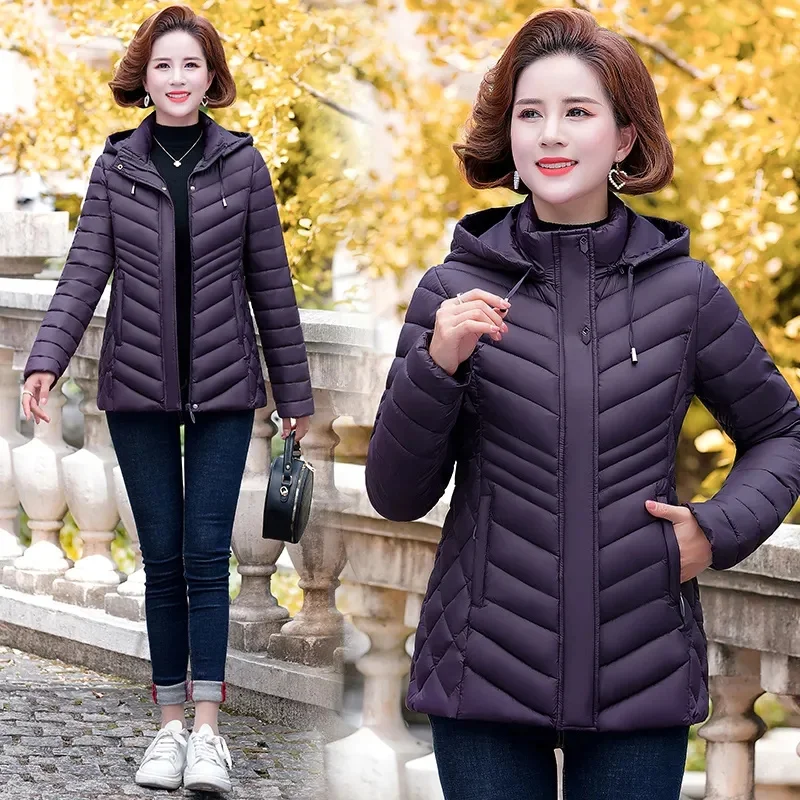 

New Women Winter Lightweight Cotton Coat Women Jacket Korean Short Down Cotton Coat Middle aged Mother Clothes Female Outerwear