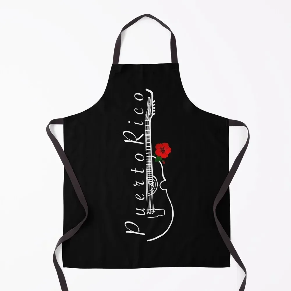 

Puerto Rico Boricua Cuatro Flor de Maga Apron barber men man chef uniform Customizable Kitchen Supplies Apron