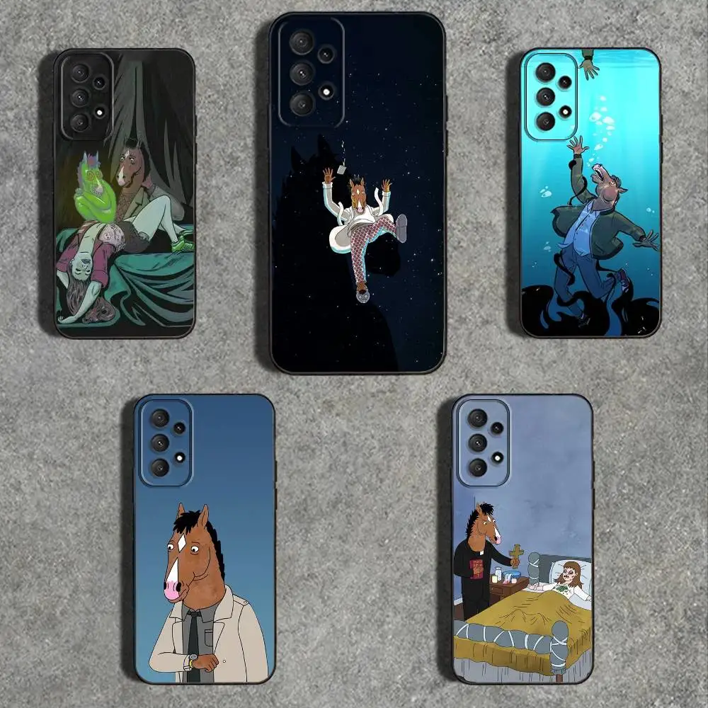 

B-Bojack cartoonS Horseman Phone Case For Samsung Galaxy A73,31,32,72,41,53,52,71,22,5G,Note,J7,8,9 Soft Black Cover