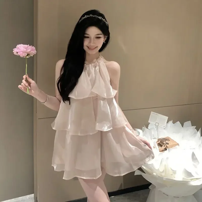 

Summer Women Dresses 2024 Vestidos De Mujer O-neck Sleeveless Fashion Ruffles Loose Sweet Robe Femme Korean A-line Dress