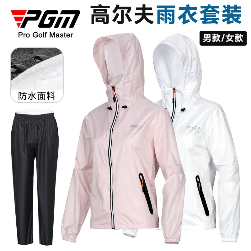 2027PGM Raincoat and Rainpants Suit Unisex Full Body Rainstorm Prevention Jacket Women Men Hooded Split Raincoat Golf Long Pants