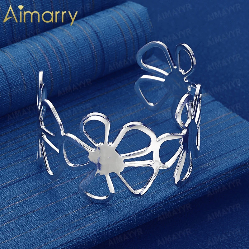 925 Sterling Silver Smooth Hollow Flower Connection Bracelet for Women's Parties Banquets Weddings High-quality Fashion Jewelry