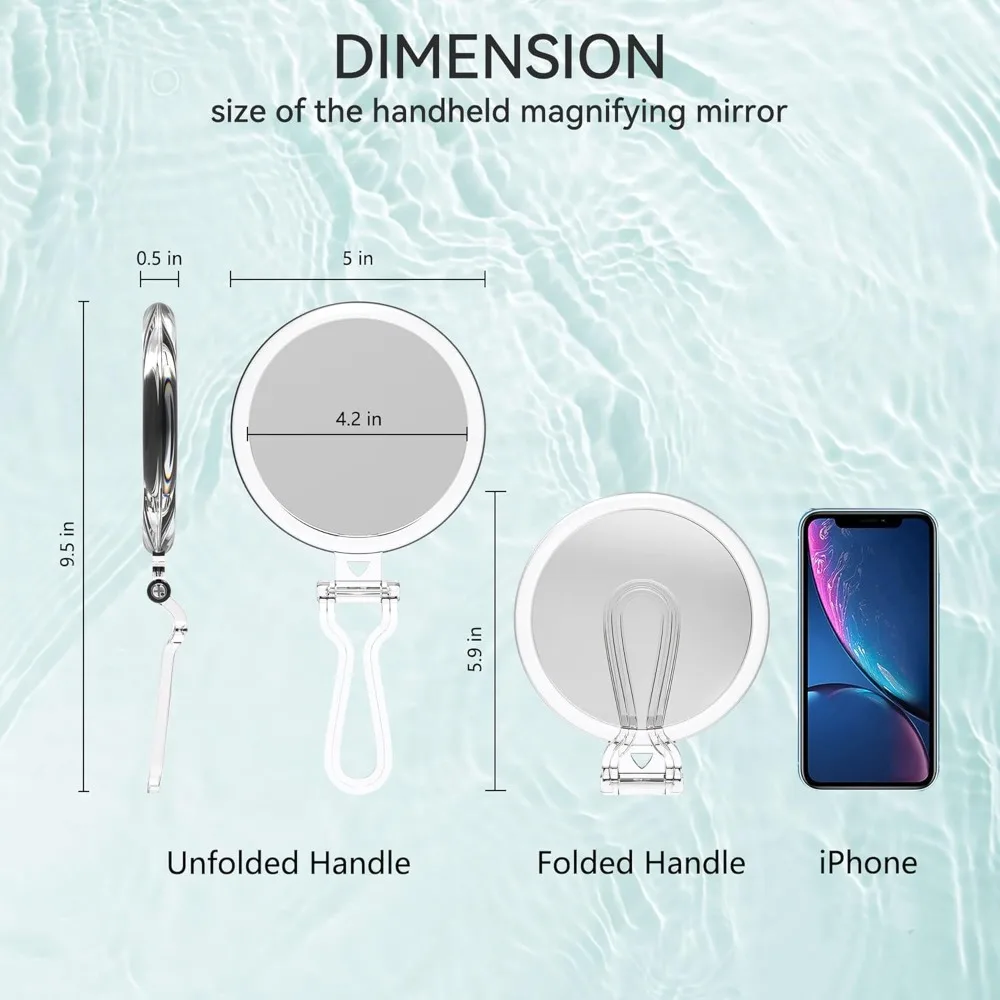 

Home Mirror, 20X Magnifying Round 5'' Handle for Travel, Double-Sided 1X/20X, Foldable Makeup Mirror, Tabletop Mirror