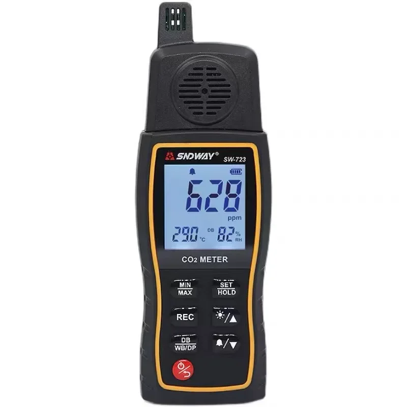 

SNDWAY Digital CO2 METER SW-723 Carbon Dioxide Gas Detector Handheld 0-9999PPM Industrial/Household 3In1 Tester Thermohygrometer