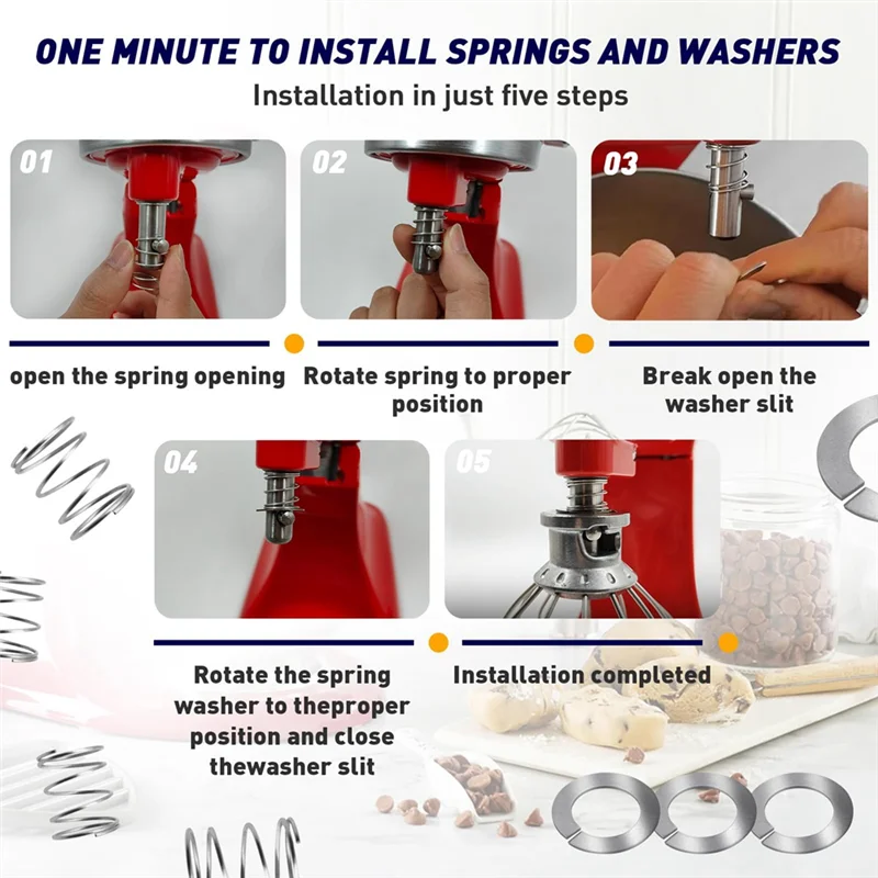 M17K-8Pack Пружина и шайба для миксеров Kitchenaid - детали из нержавеющей стали для миксера Kitchenaid 3,5/4/5/6/7Qt
