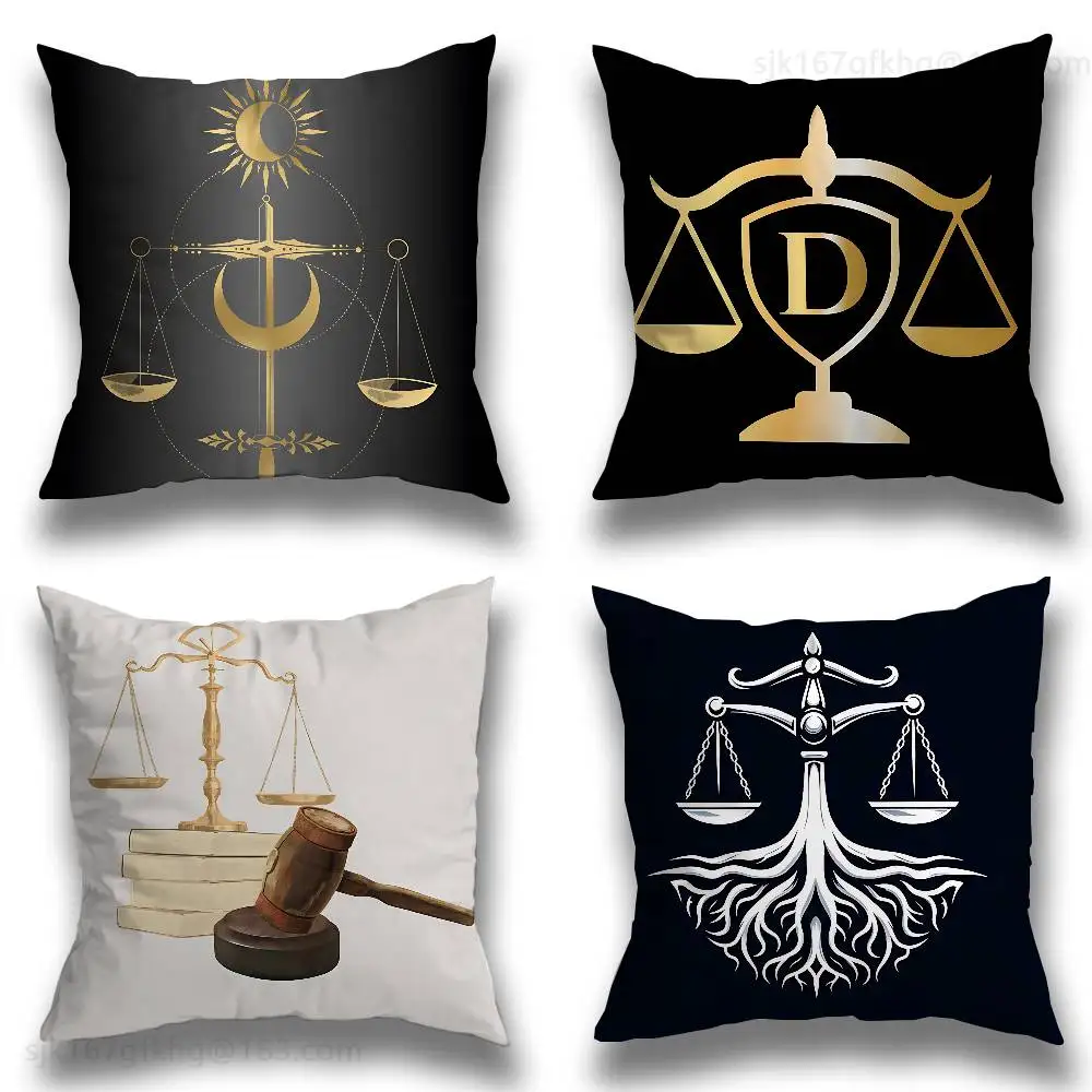 

Lawyer Unique Justice Pillow Case Square Double-Sided Printing Short Plush Sofa Cushion Cover Bedroom Bedside Pillow