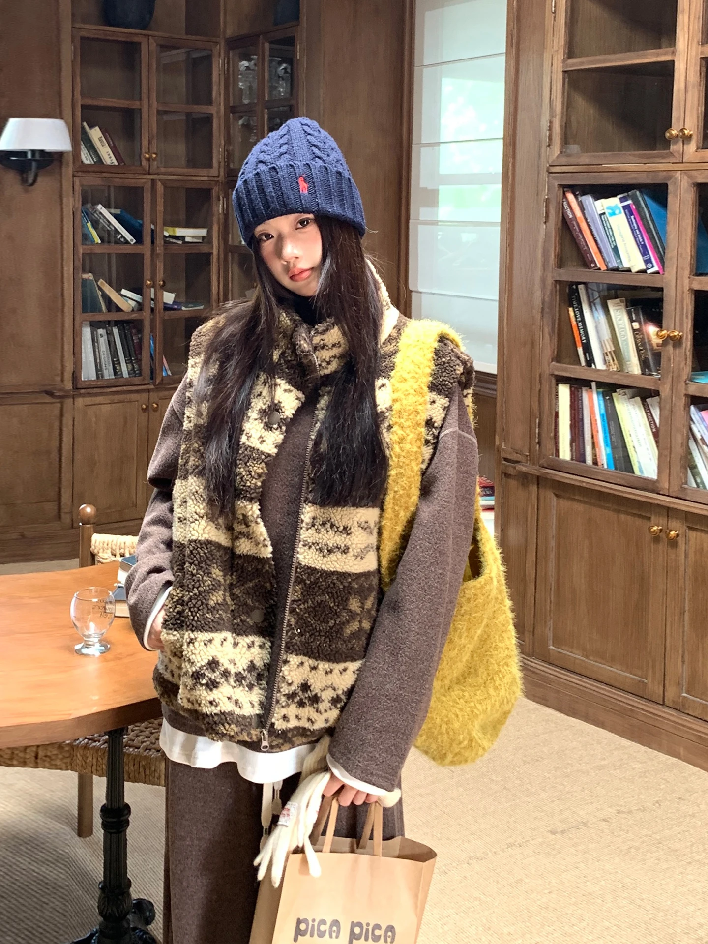 

Sli Trendy Women's Vest Jaet Outerwear Winter New Arrival Layered Wear Polied Polyester Fiber Thiened Stand Collar