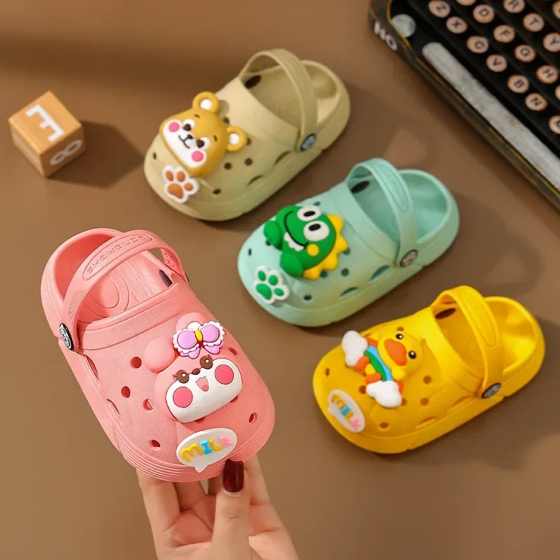 Summer Slippers for Children Cartoon Soft PVC Slippers Lightweight Breathable Beach Sandal Cute Baby Hole Shoes Kids Boys Girls