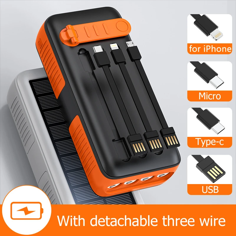 Imagem -04 - Hand Crank Solar Usb c Power Bank 61200mah Powerbank para Iphone 15 Huawei Xiaomi Carregador Solar Portátil com Luz Bateria de Reposição