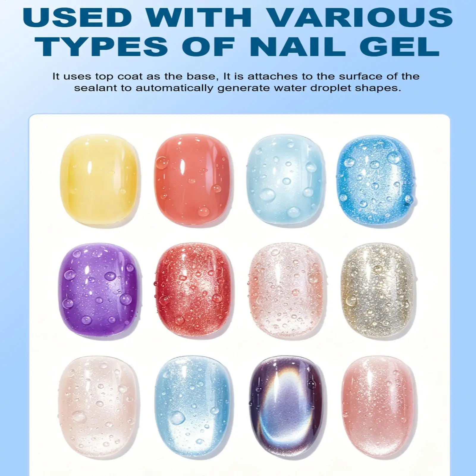 3D Nail Gel 15ml Transparent Fast Drying Water Drop Gel Top Coat for Home Salon Manicure Traveling Beauty Women Girlfriend Wife