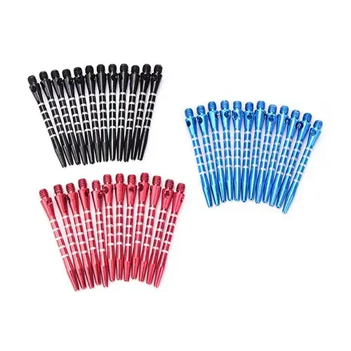 12 PCS Aluminum Alloy Darts Shafts 53mm-Black+Blue+Red-Essential 2BA Thread Dart Replacement