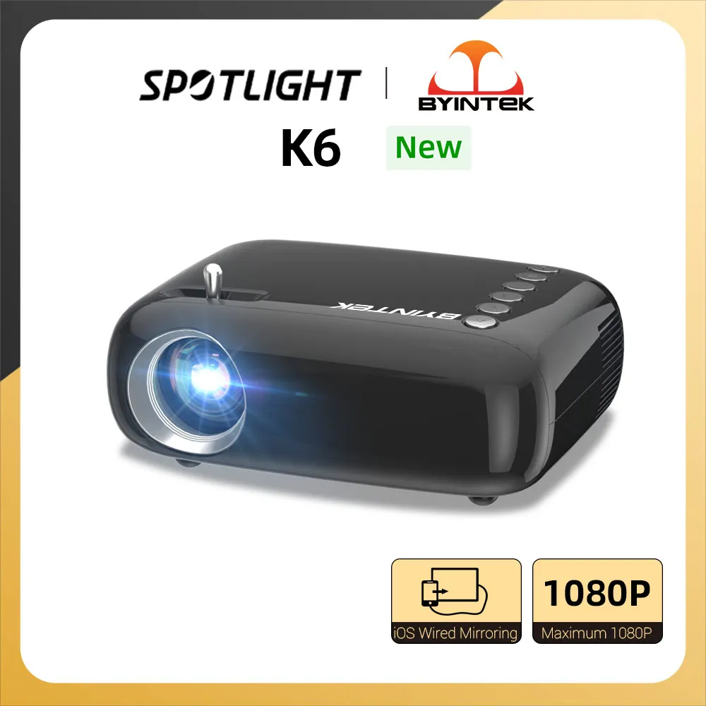 BYINTEK  K6 Mini Projector Portable Home Theater LCD Projector Full HD 720P 1080P  Movie Video  Big Screen Projector