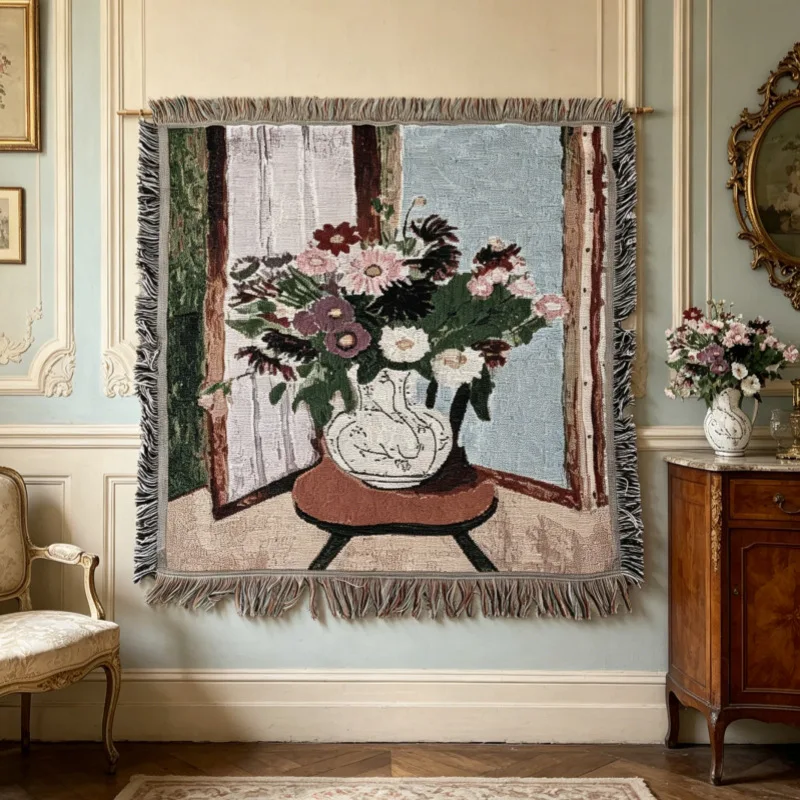 1pc Hanging Tapestry 90x90cm 3-layers Vintage Tassel Design Home Decor Tapestries