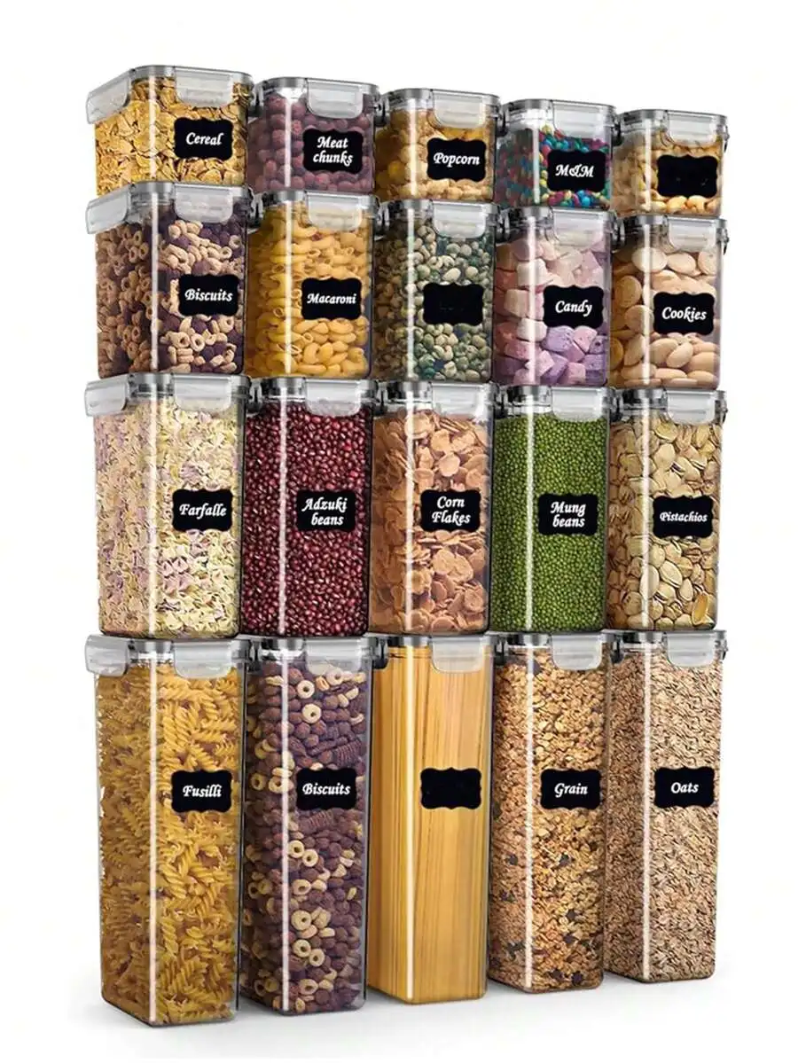 24pcs Airtight Food Storage Containers Set With Lids - Perfect For Kitchen Pantry Organization And Storage Of Cereal, Rice, Pasta, Tea, Nuts, And Coffee Beans - Dishwasher  With Labels And Marker Included