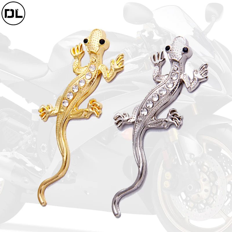 Diamond Gecko Metal Sticker Rhinestone Diamond Motorcycle Car Lizard Gecko Metal Sticker 3D Emblem Sticker Moto Accessories