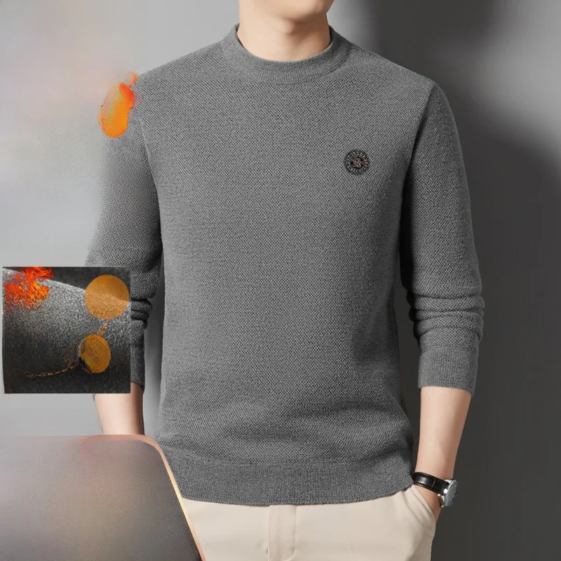 

Мужская зимняя трикотажная одежда Thiened Fce на подкладке, повседневный универсальный теплый топ, однотонный уличный трикотаж Sle Faion Ci Walk