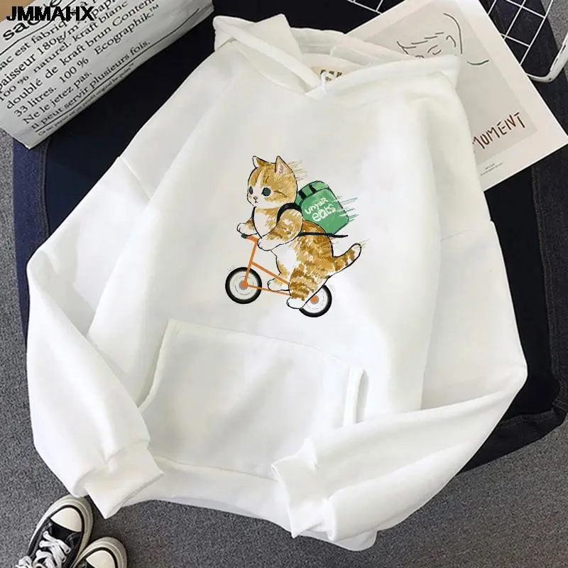 

Cute Funny Cat Print Women Hoodie Fashion Autumn Winter Long Sleeve Woman Sweatshirt Harajuku Casual Gothic Ladies Hood Pullover