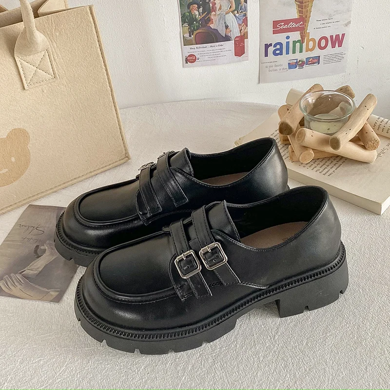 

Shoes Woman 2023 Black Flats British Style Oxfords Casual Female Sneakers Ladies' Footwear Clogs Platform Shallow Mouth Loafers
